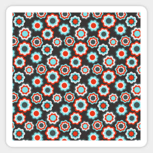 Blue & Red Floral Pattern Sticker